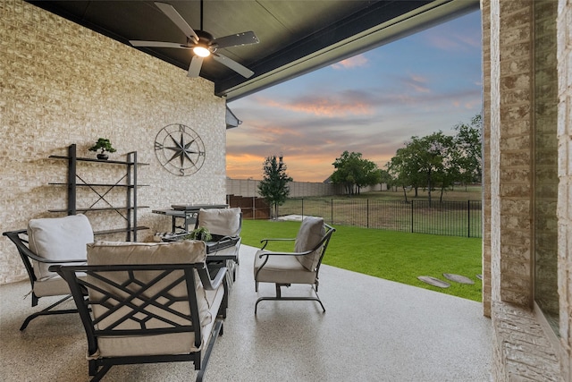 1804 Rockwood Ln, Mansfield, TX 76063 - view of patio / terrace with ceiling fan and an outdoor living space