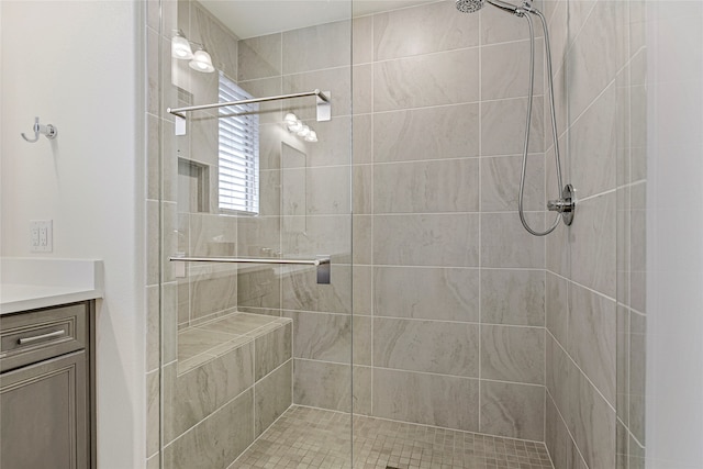 10020 Crestview Dr, Denton, TX 76207 - bathroom featuring a stall shower and vanity
