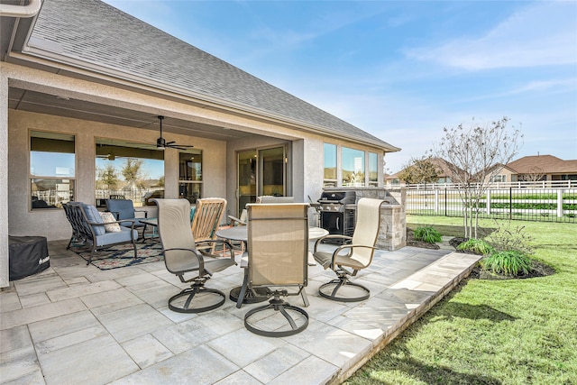 10020 Crestview Dr, Denton, TX 76207 - view of patio featuring ceiling fan and outdoor dining area
