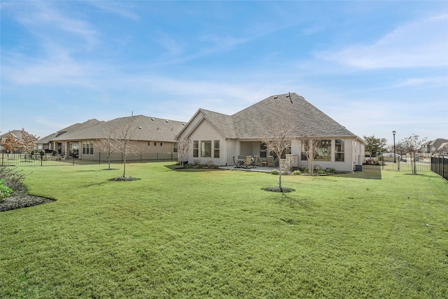 10020 Crestview Dr, Denton, TX 76207 - rear view of house featuring a patio area, stucco siding, and a shingled roof
