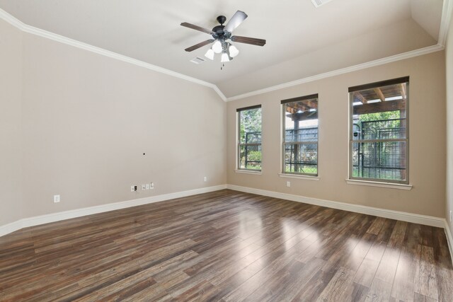 2524 Boot Hill Ln, Fort Worth, TX 76177 - unfurnished room featuring dark wood finished floors, baseboards, ceiling fan, and crown molding