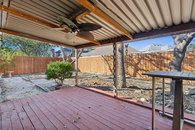 1103 Bowman St, Irving, TX 75060 - wooden deck with a fenced backyard and a ceiling fan