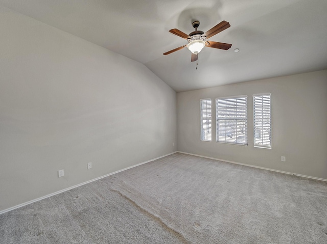 1159 Landon Ln, Allen, TX 75013 - carpeted spare room featuring lofted ceiling, baseboards, and ceiling fan