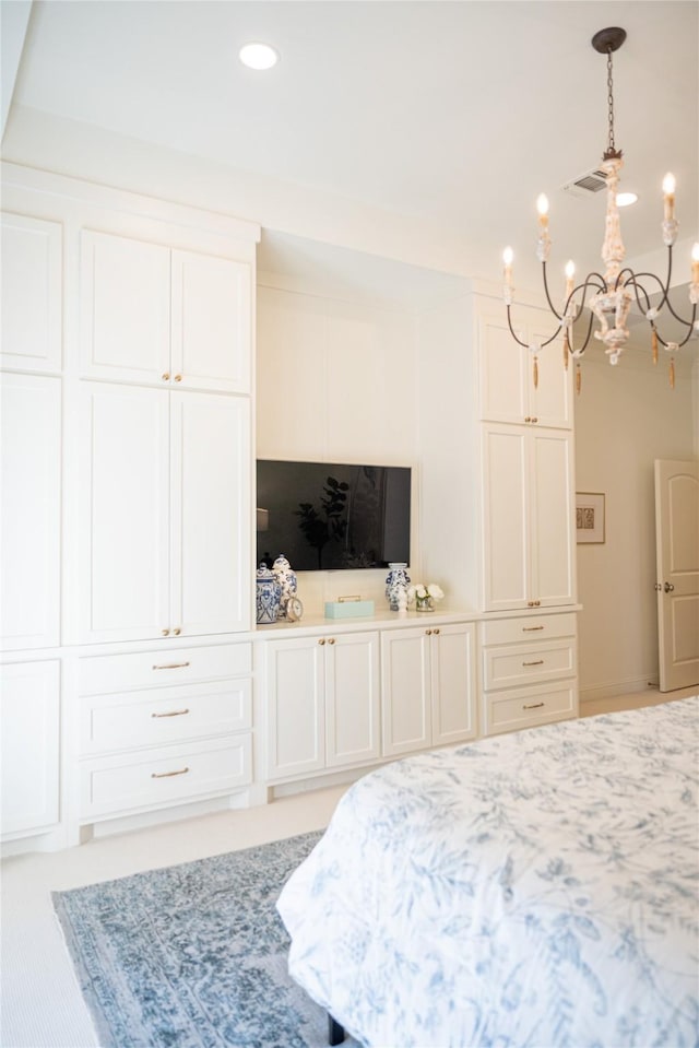 6032 Forest Ln, Fort Worth, TX 76112 - bedroom with a chandelier and recessed lighting