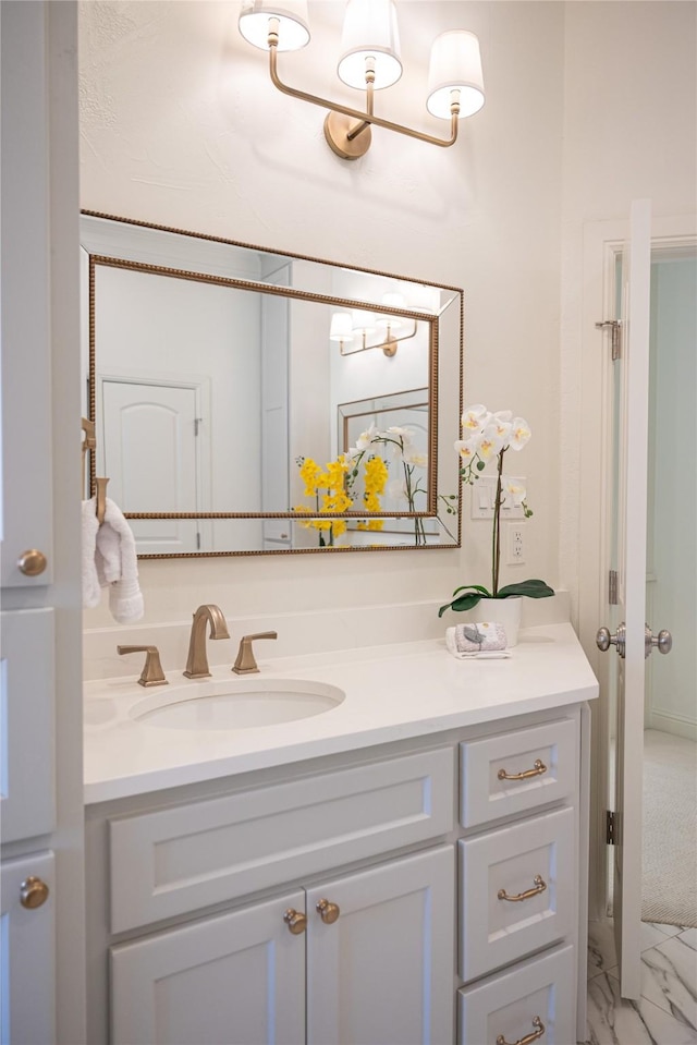 6032 Forest Ln, Fort Worth, TX 76112 - bathroom with vanity and marble look tiles