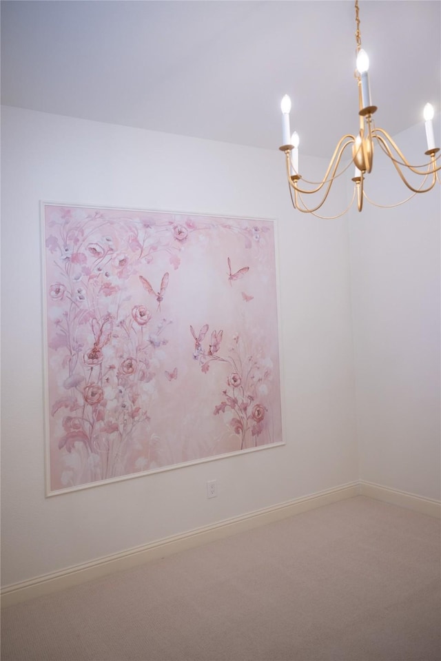 6032 Forest Ln, Fort Worth, TX 76112 - carpeted spare room featuring a chandelier and baseboards