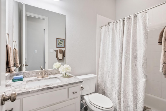 8112 Western, The Colony, TX 75056 - full bath with vanity, toilet, and shower / bath combination with curtain