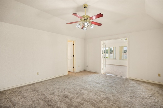 2318 River Rd, Granbury, TX 76048 - unfurnished room with light colored carpet, a ceiling fan, lofted ceiling, and baseboards