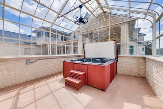 1751 Bison Meadow Ln, Heath, TX 75032 - unfurnished sunroom with a jacuzzi and vaulted ceiling