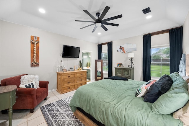 430 Oak Ridge Dr, Fairfield, TX 75840 - bedroom featuring light tile patterned floors, recessed lighting, a ceiling fan, and baseboards