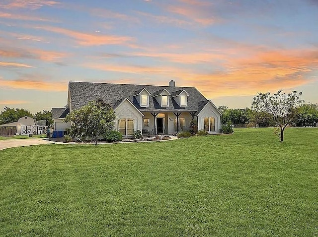 400 Valle Vista Rd, Aledo, TX 76008 - cape cod home featuring a chimney, a front lawn, and concrete driveway
