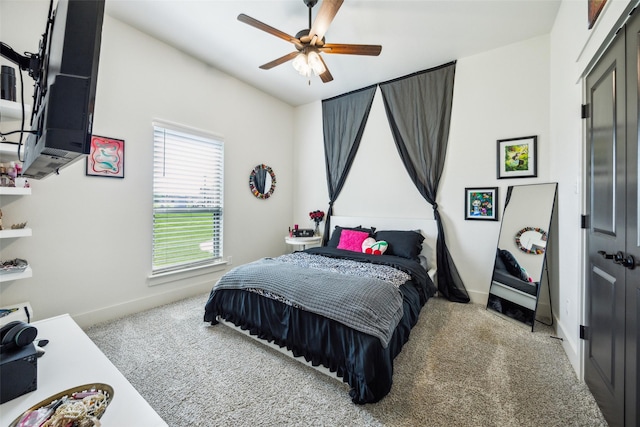 1308 Green Ridge Rd, Weatherford, TX 76085 - carpeted bedroom with baseboards and ceiling fan