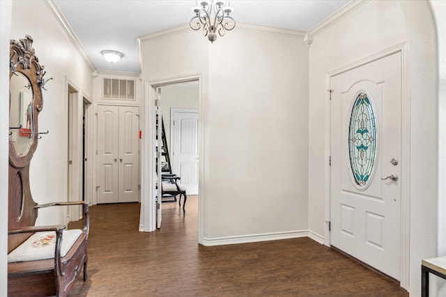 10040 Fm 17, Grand Saline, TX 75140 - foyer with crown molding, dark wood-type flooring, and baseboards