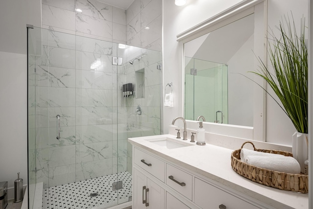 2415 Amberleaf Ct, Cedar Hill, TX 75104 - bathroom featuring a shower stall and double vanity