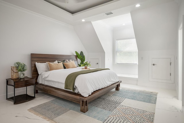 2415 Amberleaf Ct, Cedar Hill, TX 75104 - bedroom with marble tiled floors, recessed lighting, and ornamental molding