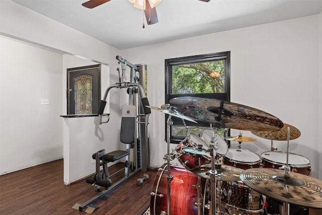 103 Auburn St, Waxahachie, TX 75165 - exercise room with ceiling fan and wood finished floors