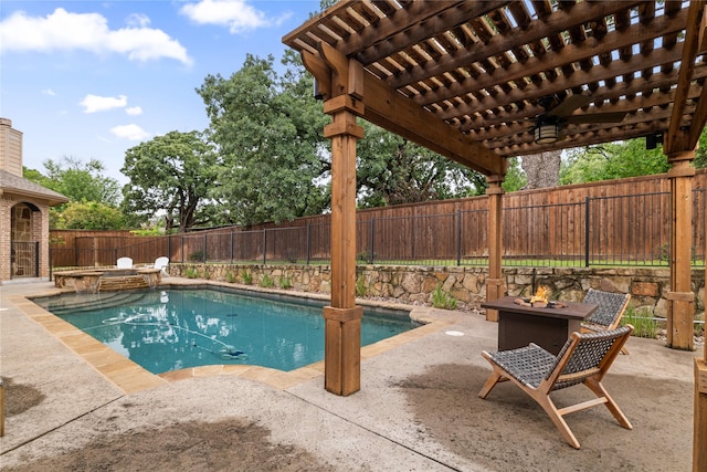 1408 Blue Ridge Rd, Keller, TX 76248 - view of swimming pool featuring an outdoor fire pit, a fenced backyard, a pergola, and a patio