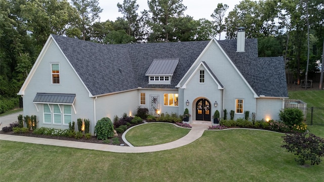 5620 Copper Park, Tyler, TX 75703 - view of front of property with french doors, a chimney, and roof with shingles