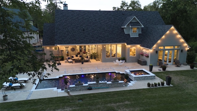5620 Copper Park, Tyler, TX 75703 - back of house featuring french doors, a fire pit, a lawn, and an outdoor pool