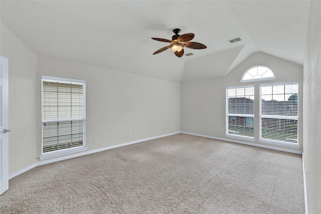 8620 Thistle Ridge Ter, Fort Worth, TX 76123 - carpeted empty room featuring lofted ceiling, a ceiling fan, and baseboards