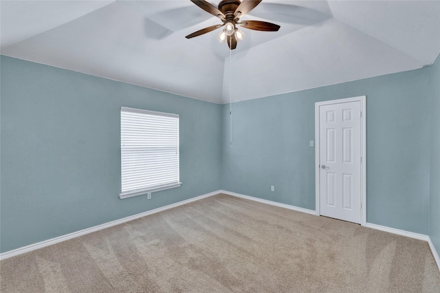8620 Thistle Ridge Ter, Fort Worth, TX 76123 - spare room with vaulted ceiling, ceiling fan, carpet flooring, and baseboards