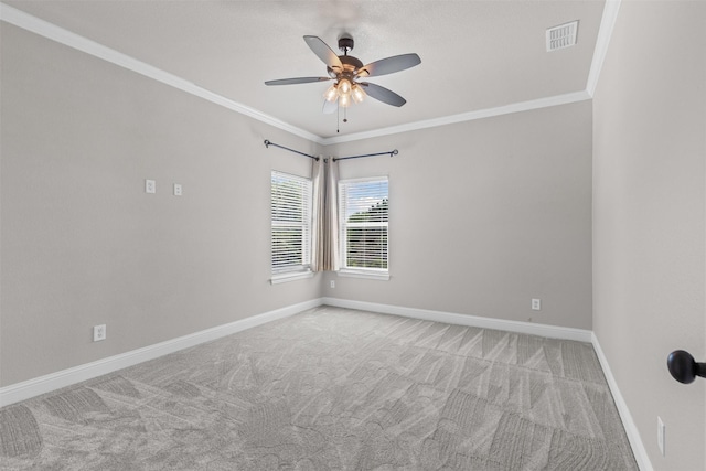 1424 Keeneland Hill Dr, Aledo, TX 76008 - empty room featuring ceiling fan, crown molding, carpet floors, and baseboards