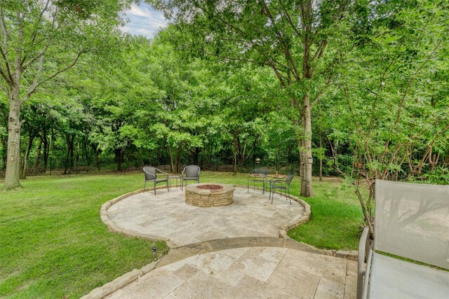 136 Whispering Winds Dr, Gunter, TX 75058 - view of patio / terrace with a fire pit