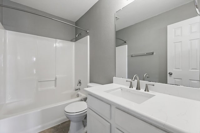 6808 Edgefield Dr, Denton, TX 76210 - full bathroom with toilet, shower / bath combination, vanity, and tile patterned flooring