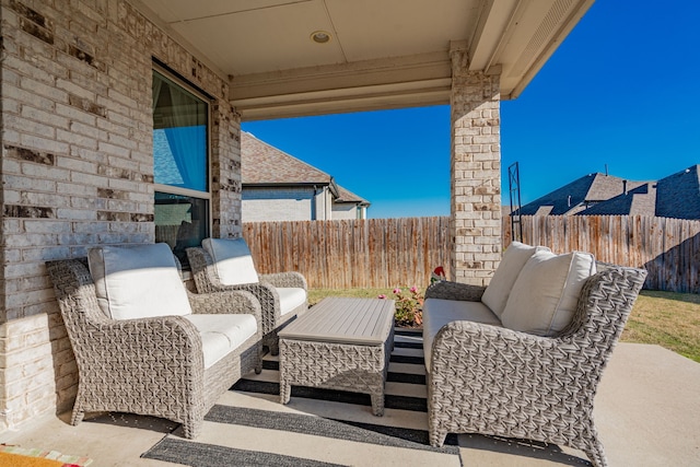 1406 Darlington Ln, Forney, TX 75126 - fenced backyard featuring an outdoor living space and a patio area