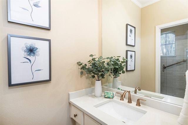 5115 Oak Tree Cir, Dallas, TX 75287 - bathroom featuring vanity and ornamental molding
