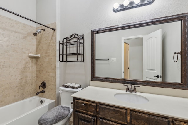 10420 Old Eagle River Ln, Mckinney, TX 75072 - bathroom with vanity, toilet, and washtub / shower combination