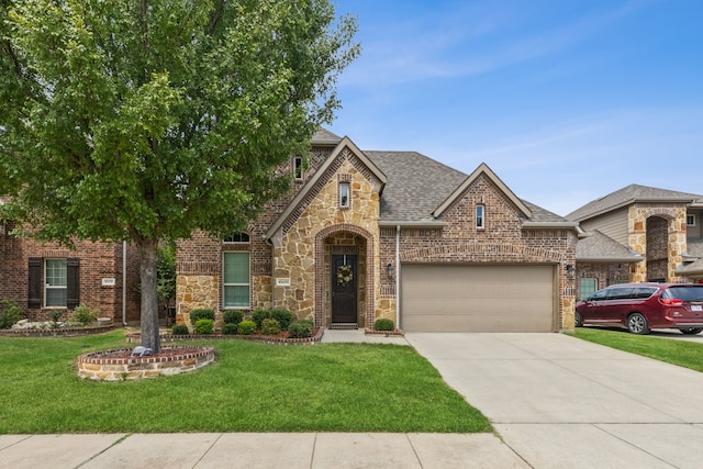 10420 Old Eagle River Ln, Mckinney, TX 75072 - view of front facade with a garage, concrete driveway, a front yard, and roof with shingles