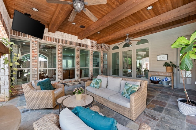 840 Falcon Ln, Coppell, TX 75019 - view of patio / terrace featuring a ceiling fan and an outdoor hangout area