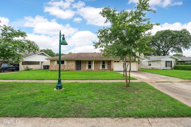 4404 Curtis Loop, Bossier City, LA 71112 - ranch-style home with brick siding, a garage, concrete driveway, and a front lawn