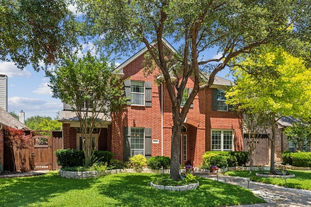 4104 Navarro Way, Frisco, TX 75034 - view of front facade featuring a front lawn, brick siding, and a gate