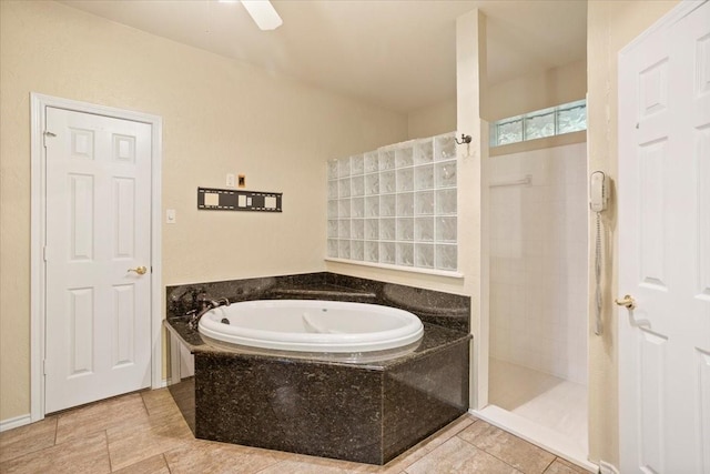 1642 Greenview Ct, Aledo, TX 76008 - full bathroom with a bath, tiled shower, and tile patterned flooring