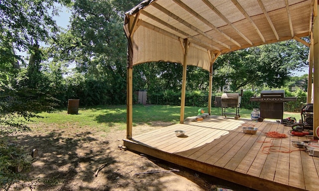 2421 Langston St, Fort Worth, TX 76105 - wooden deck with a yard and grilling area