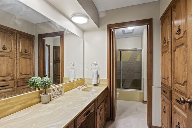 5161 N Hwy 271, Pittsburg, TX 75686 - full bath with toilet, vanity, enclosed tub / shower combo, and tile patterned floors