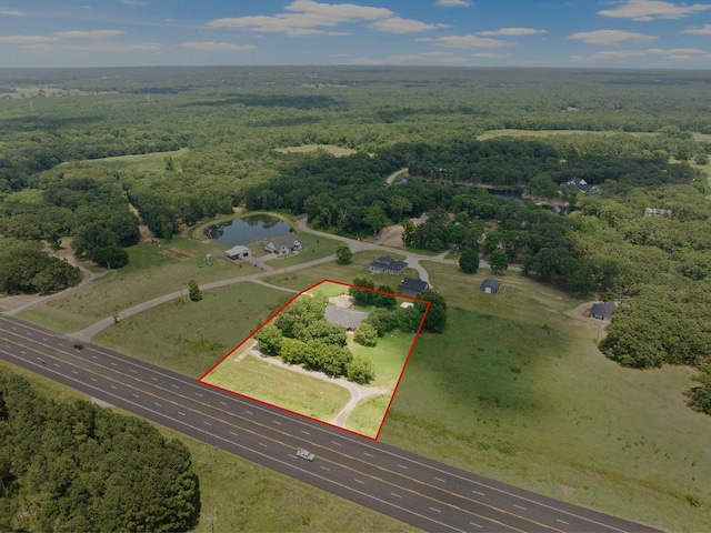 5161 N Hwy 271, Pittsburg, TX 75686 - aerial overview of property's location featuring a forest and property parcel outlined