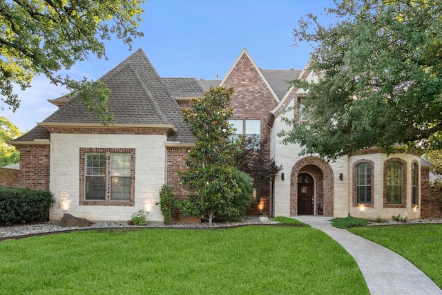 7000 Shalimar Ct, Colleyville, TX 76034 - view of front of house featuring roof with shingles, a front yard, and brick siding