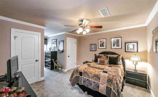 520 Canterbury Ln, Bossier City, LA 71111 - carpeted bedroom with ornamental molding, baseboards, and a ceiling fan