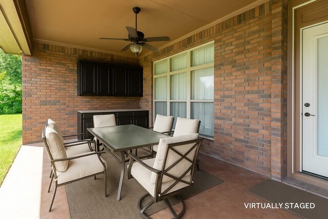 520 Canterbury Ln, Bossier City, LA 71111 - view of patio / terrace with outdoor dining space and a ceiling fan