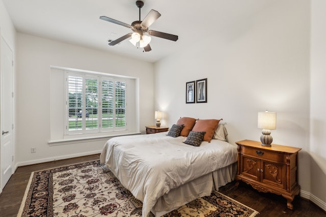 1850 Hammerly Dr, Fairview, TX 75069 - bedroom with dark wood finished floors, baseboards, and a ceiling fan