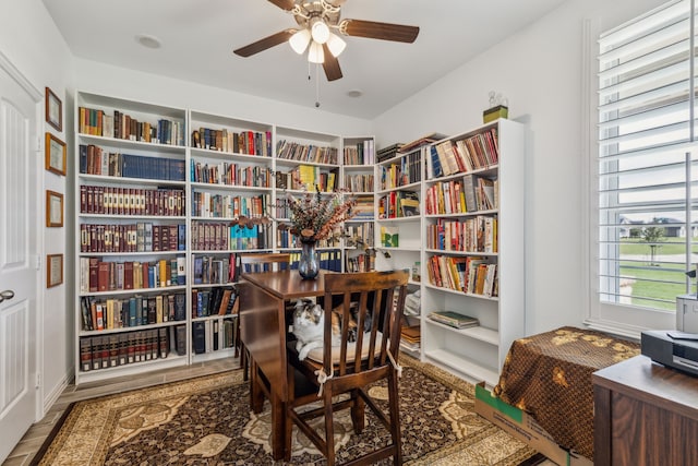 2410 Blackjack Oak Rd, Oak Ridge, TX 75161 - office space with ceiling fan and wood finished floors