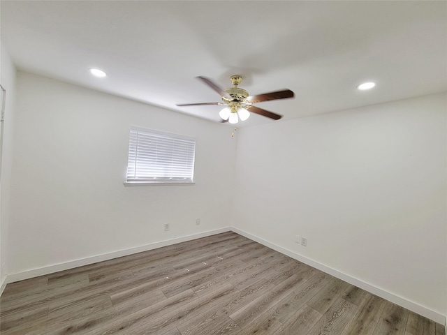 3402 Jones Dr, Rowlett, TX 75088 - spare room with ceiling fan, light wood-style flooring, baseboards, and recessed lighting