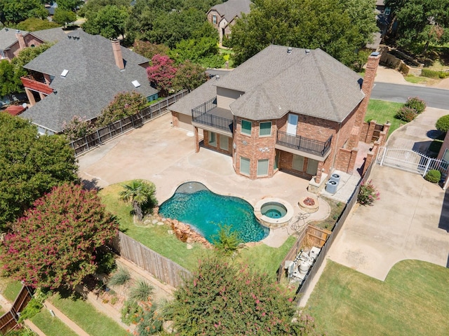9120 Nob Hill Dr, North Richland Hills, TX 76182 - view from above of property with a pool area