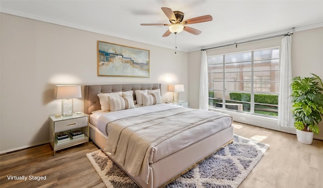 10578 High Hollows Dr Unit 166, Dallas, TX 75230 - bedroom featuring wood finished floors, crown molding, ceiling fan, and baseboards