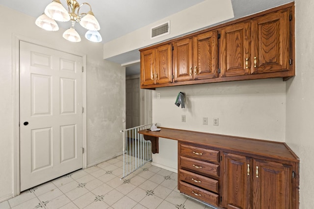 4006 Fletcher Dr, Garland, TX 75044 - unfurnished office featuring a chandelier, light flooring, and baseboards