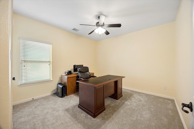 123 Deverson Dr, Rockwall, TX 75087 - carpeted home office featuring ceiling fan and baseboards