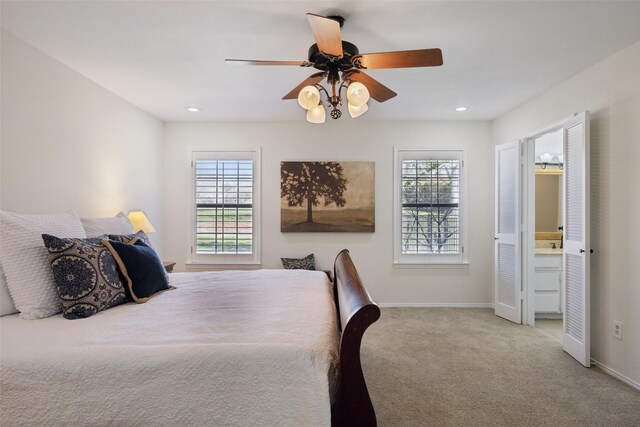 1205 Cross Timber Dr, Southlake, TX 76092 - bedroom featuring carpet flooring, baseboards, recessed lighting, and ceiling fan